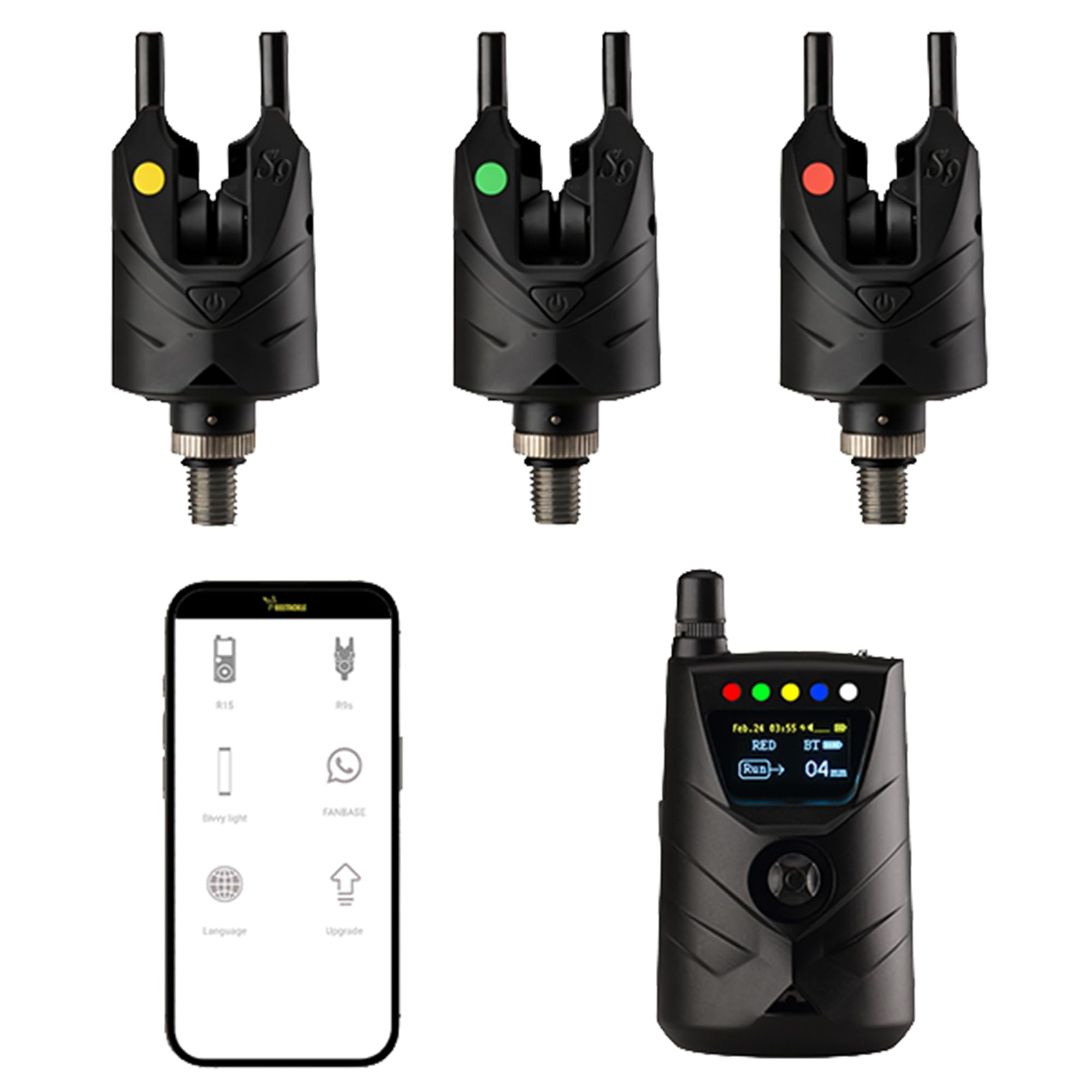 BEETACKLE NS9pro Wireless Bite Alarm Set – 3 Rod Carp Fishing